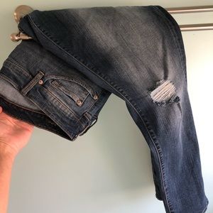 Distressed boyfriend jeans